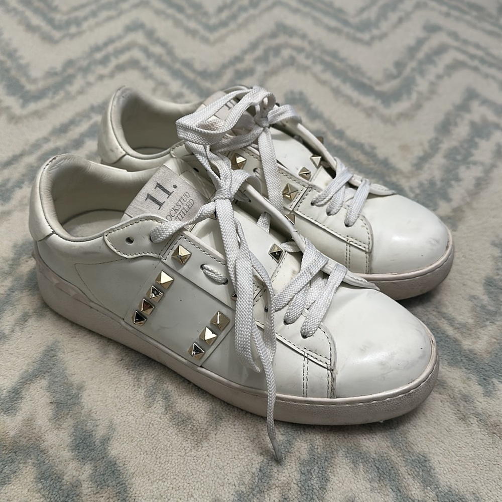 Valentino White Rockstud Sneakers